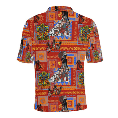 African Print Pattern Men Polo Shirt
