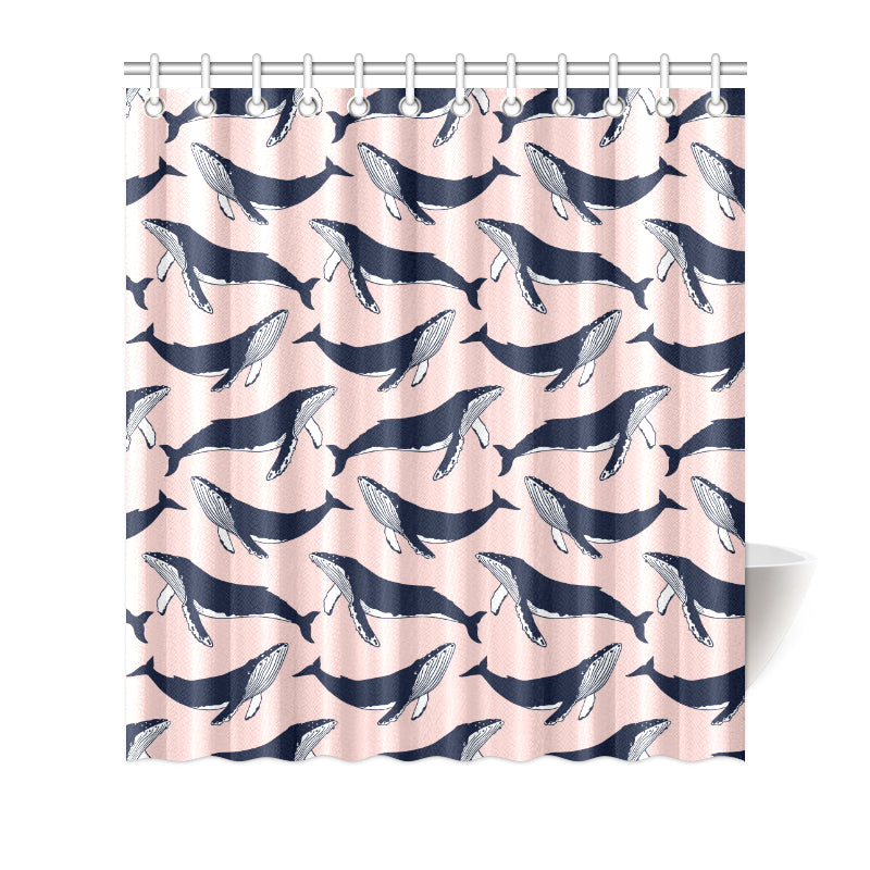Humpback Whale Pattern Print Design 02 Shower Curtain