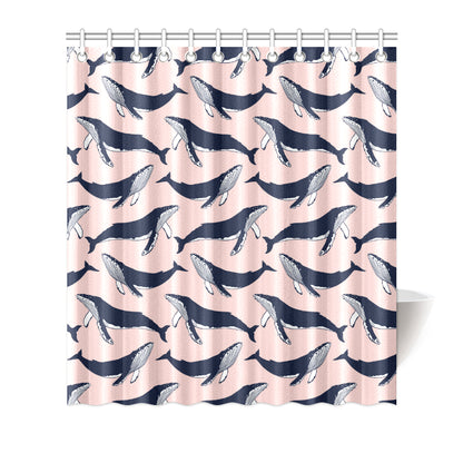 Humpback Whale Pattern Print Design 02 Shower Curtain