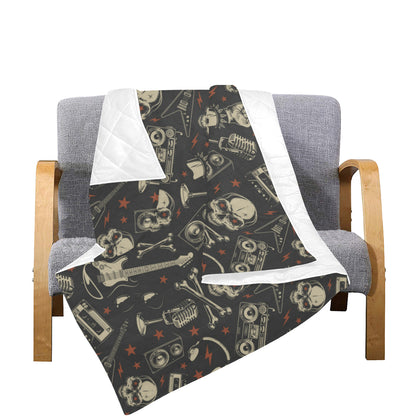 Rock and Roll Skull Pattern Print Design A03 Premium Quilt