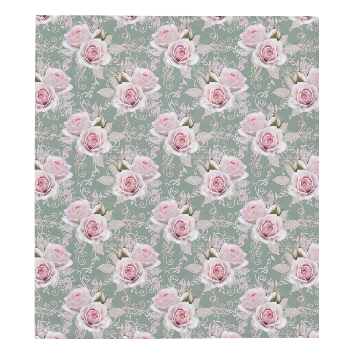 Rose White Pattern Print Design RO012 Premium Quilt