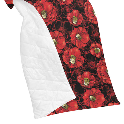 Camellia Pattern Print Design CM06 Premium Quilt