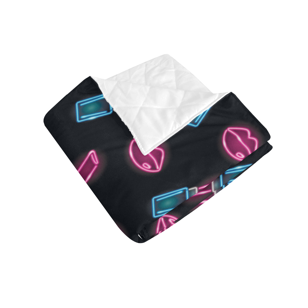 Lipstick Color Neon Pattern Print Design 03 Premium Quilt