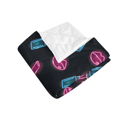 Lipstick Color Neon Pattern Print Design 03 Premium Quilt