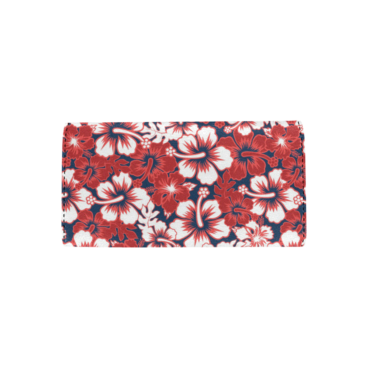 Red Hibiscus Pattern Print Design HB01 Women's Trifold Wallet