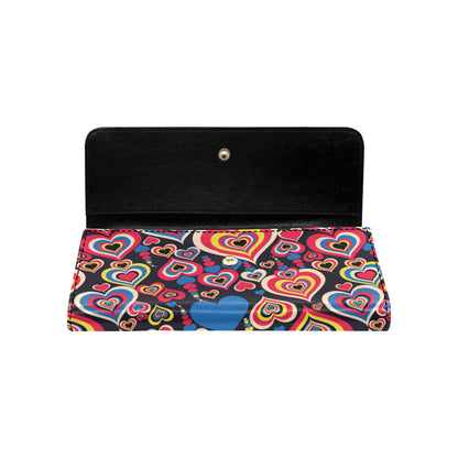 Heart Pattern Print Design HE08 Women's Trifold Wallet