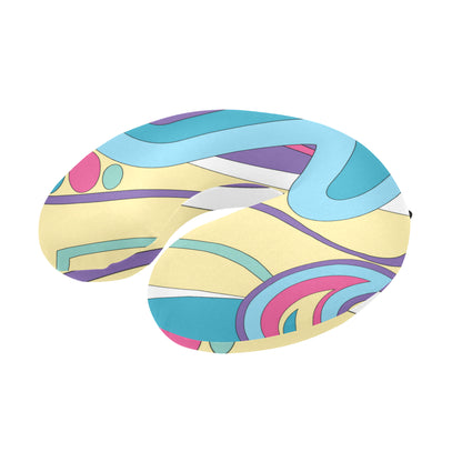 Funky Retro Pattern Print Design A01 U-Shaped Travel Neck Pillow