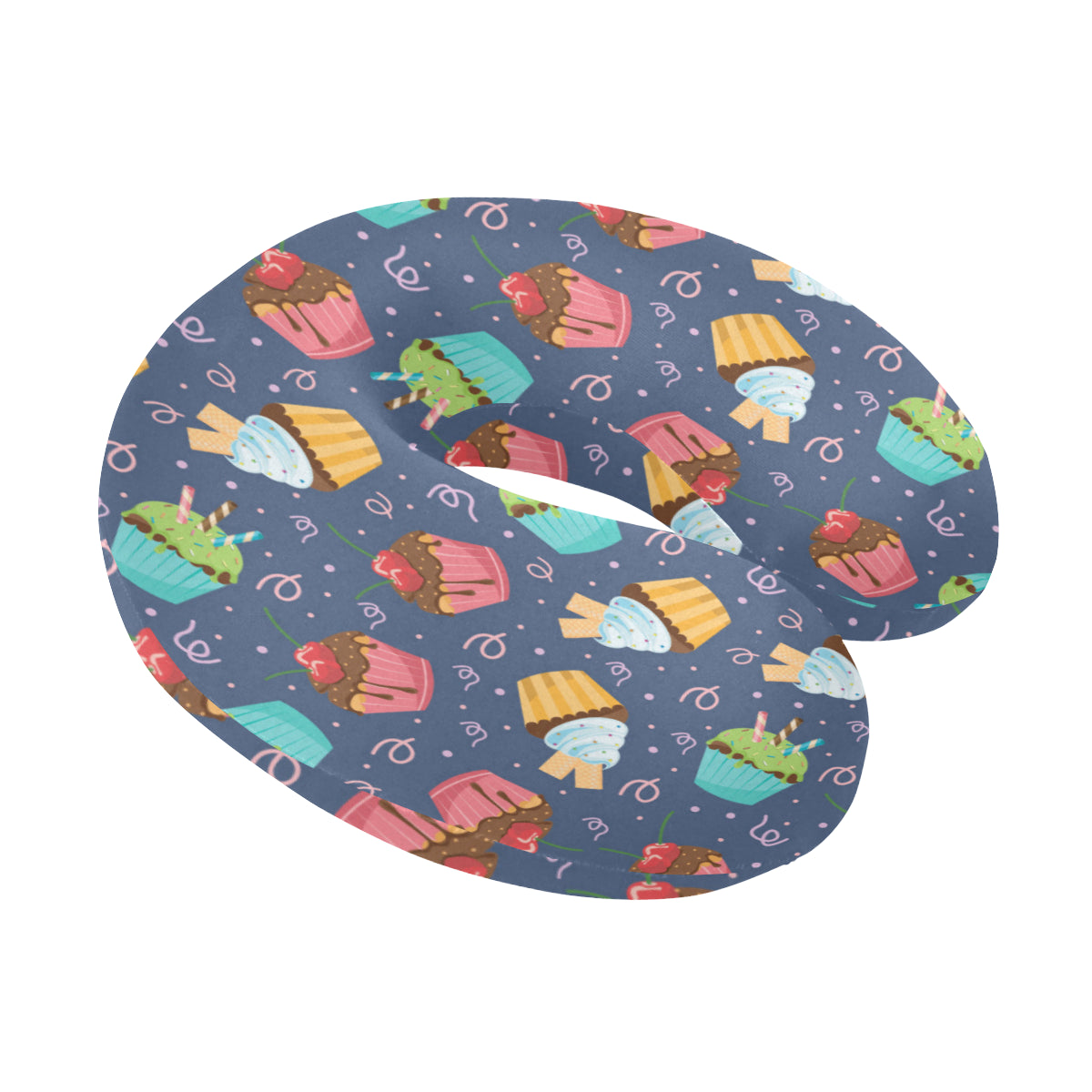 Cupcake Pattern Print Design 02 U-Shaped Travel Neck Pillow