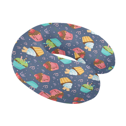 Cupcake Pattern Print Design 02 U-Shaped Travel Neck Pillow