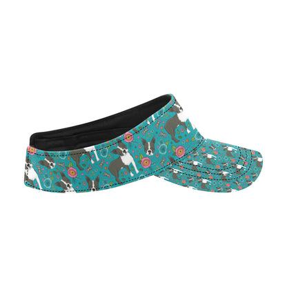 Boston Terrier Pattern Print Design 07 Unisex Sun Visor