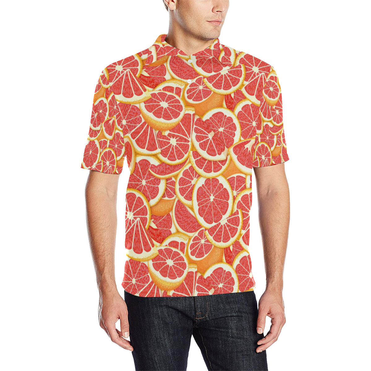 Grapefruit Pattern Print Design GF02 Men Polo Shirt