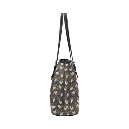 Sloth Cute Design Themed Print Leather Tote Bag