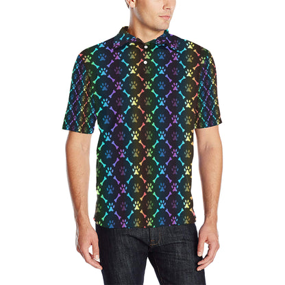 Paw Rainbow Pattern Print Design A01 Men Polo Shirt