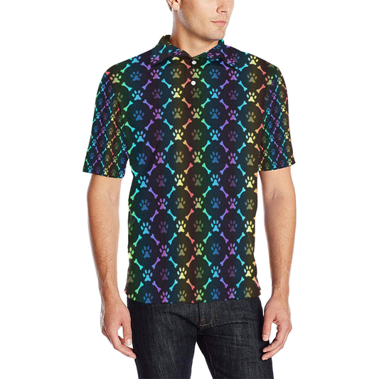 Paw Rainbow Pattern Print Design A01 Men Polo Shirt