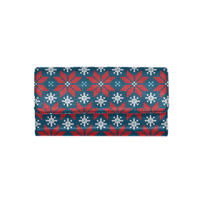 Poinsettia Pattern Print Design A02 Women's Trifold Wallet