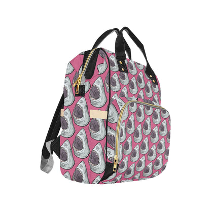 Great White Shark Pattern Print Design 01 Diaper Bag Backpack