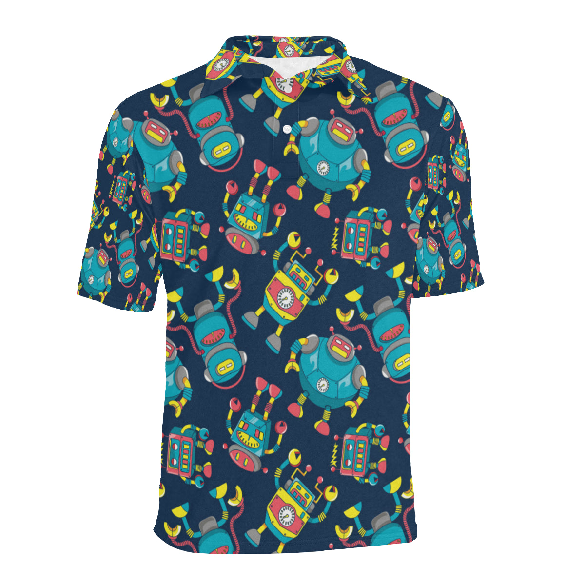 Robot Pattern Print Design A05 Men Polo Shirt
