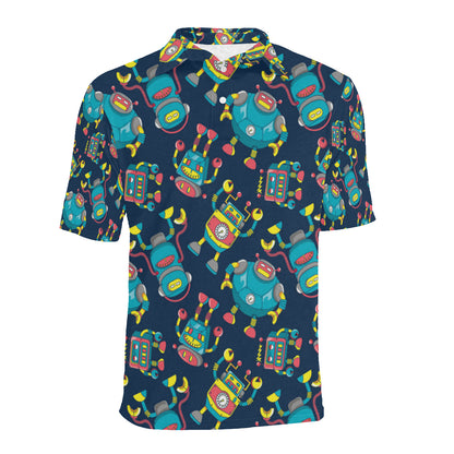 Robot Pattern Print Design A05 Men Polo Shirt