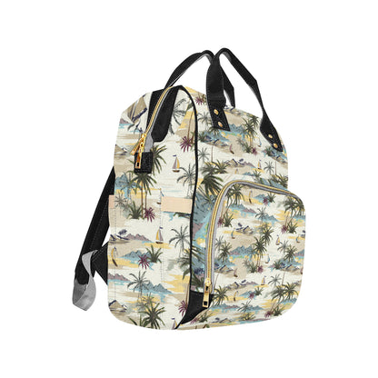 Palm Tree Beach Print Diaper Bag Backpack