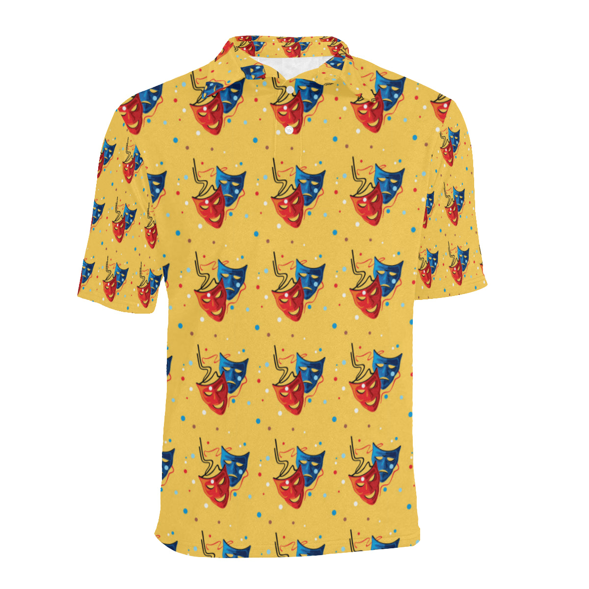 Acting Mask Pattern Print Design 02 Men Polo Shirt