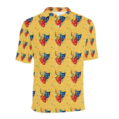 Acting Mask Pattern Print Design 02 Men Polo Shirt