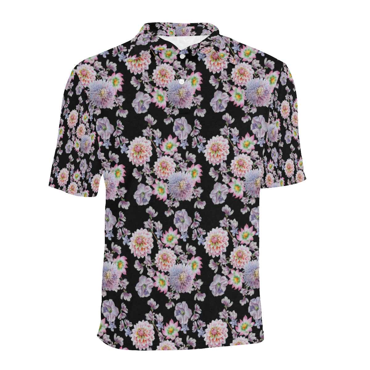 Dahlia Pattern Print Design DH012 Men Polo Shirt