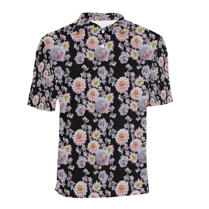 Dahlia Pattern Print Design DH012 Men Polo Shirt