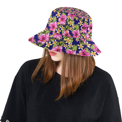 Pink Hibiscus Pattern Print Design HB027 Unisex Bucket Hat