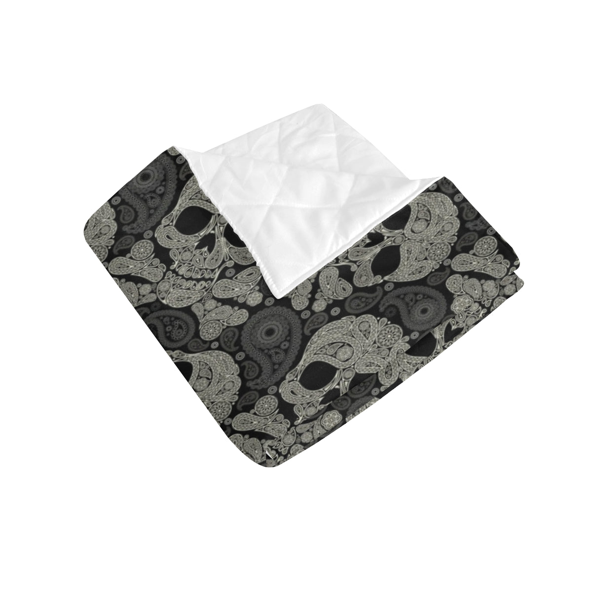 Paisley Skull Pattern Print Design A01 Premium Quilt