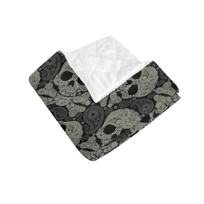 Paisley Skull Pattern Print Design A01 Premium Quilt