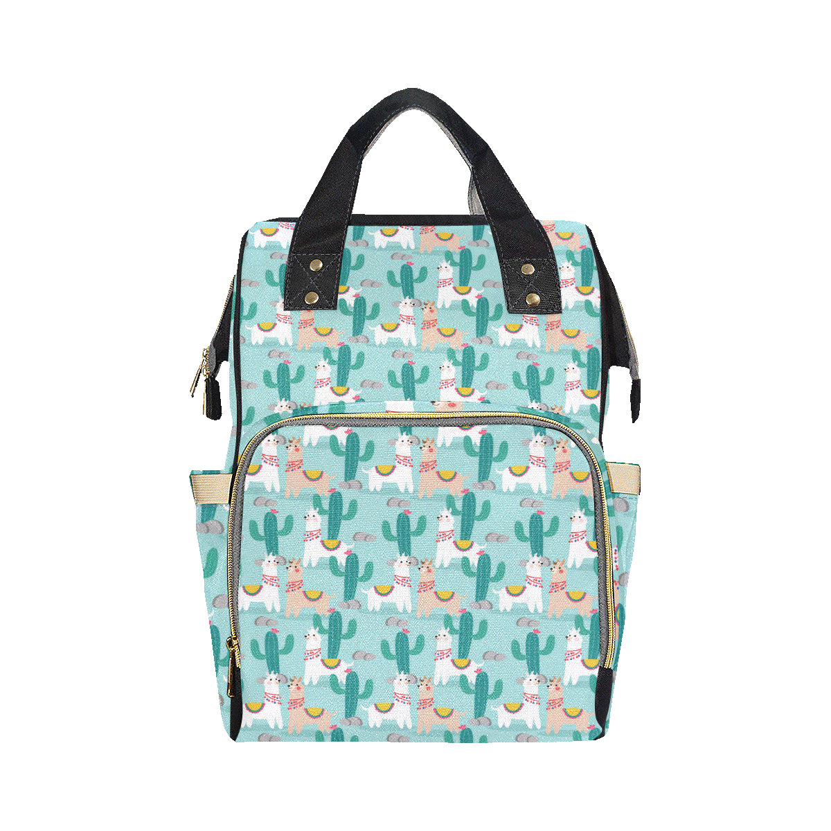 Llama Cactus Pattern Print Design 08 Diaper Bag Backpack