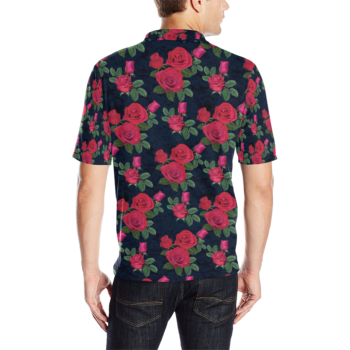 Rose Pattern Print Design A04 Men Polo Shirt