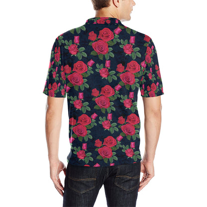 Rose Pattern Print Design A04 Men Polo Shirt