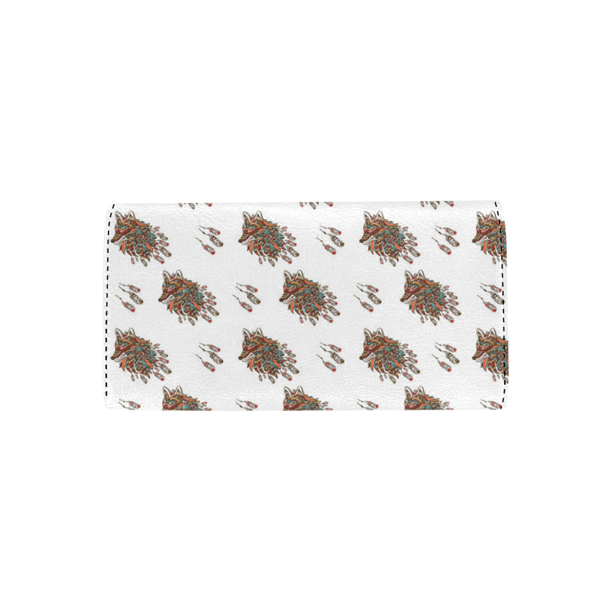 Aztec Wolf Pattern Print Design 02 Women's Trifold Wallet