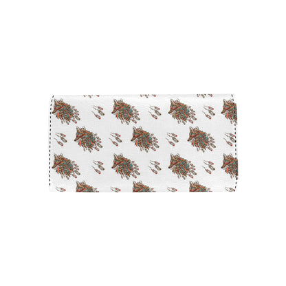Aztec Wolf Pattern Print Design 02 Women's Trifold Wallet