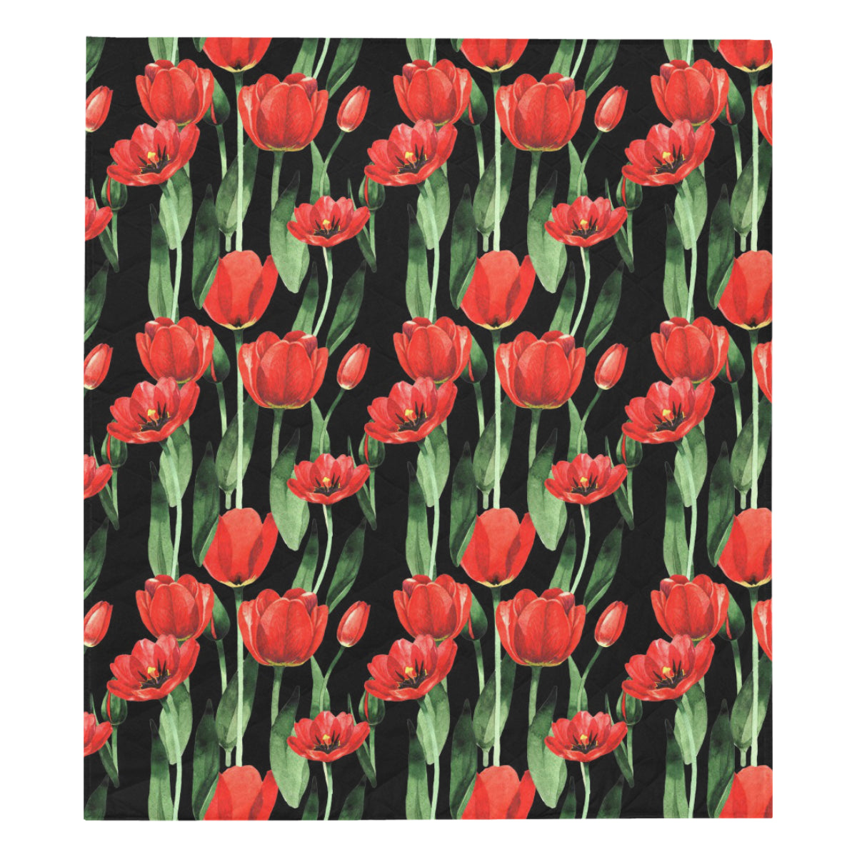 Tulip Red Pattern Print Design TP03 Premium Quilt
