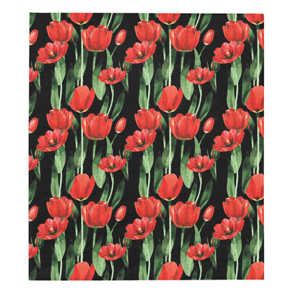 Tulip Red Pattern Print Design TP03 Premium Quilt