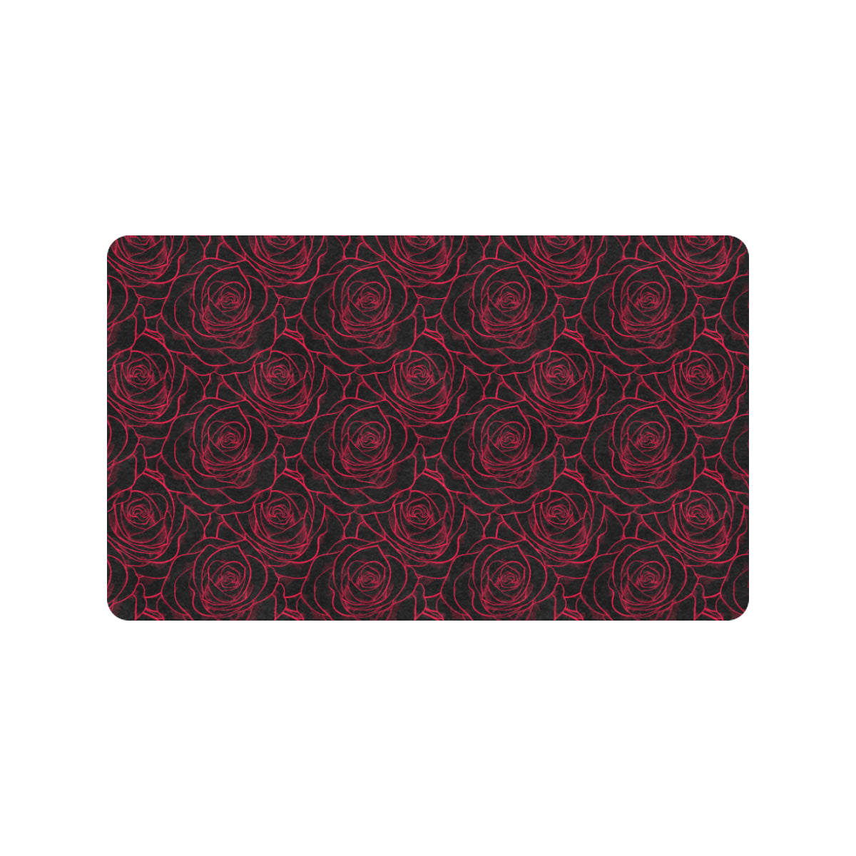 Red Rose Design Print Rubber Doormat