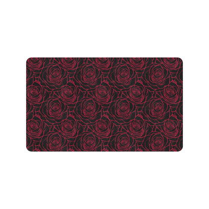 Red Rose Design Print Rubber Doormat
