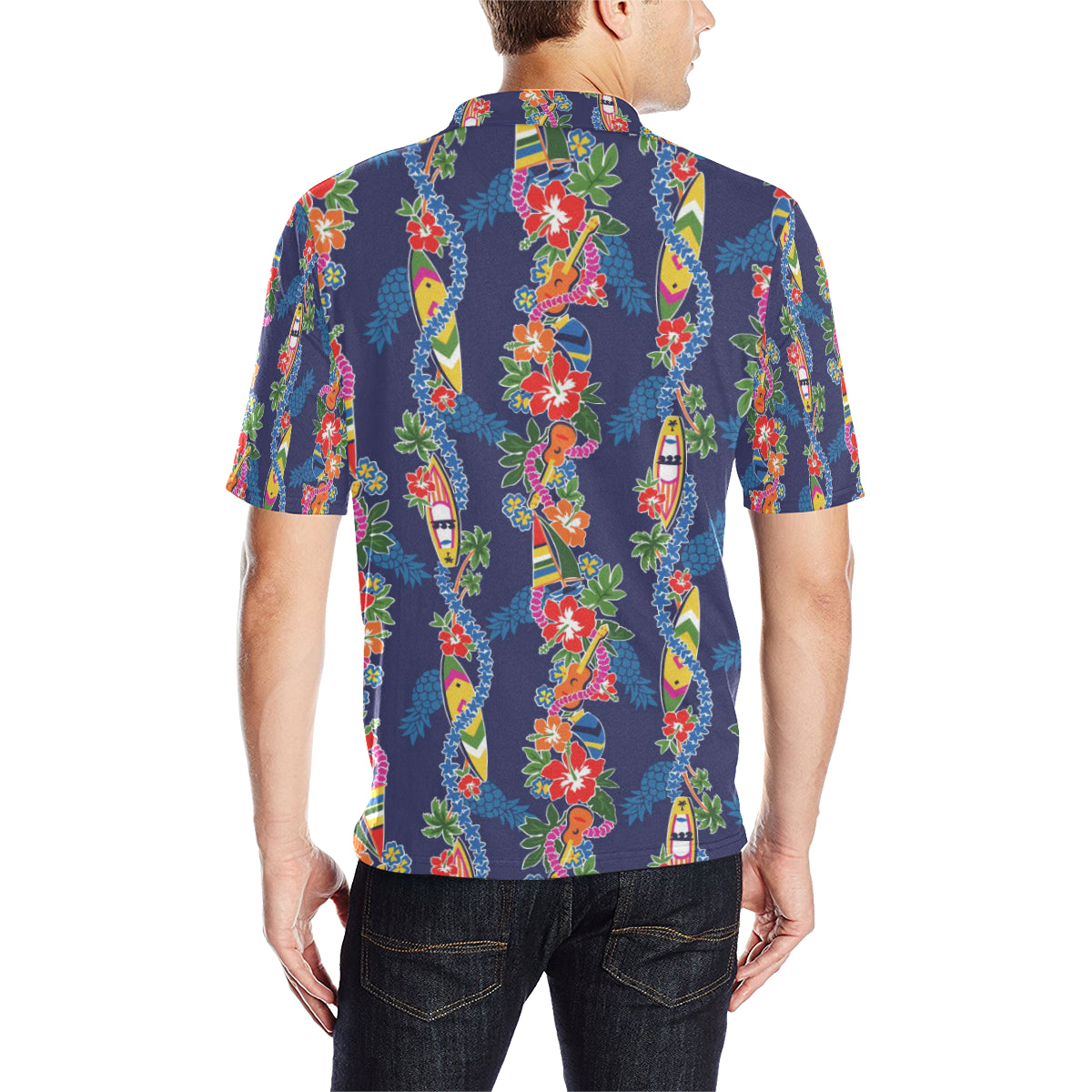 Hawaiian Themed Pattern Print Design H04 Men Polo Shirt