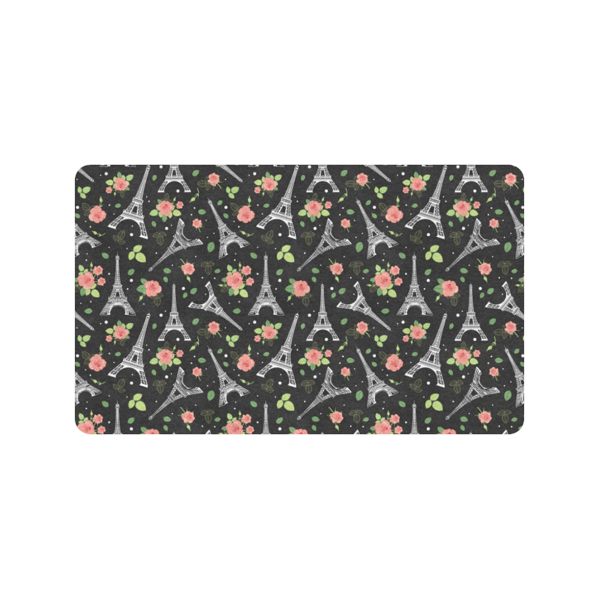 Eiffel Tower Rose Print Rubber Doormat