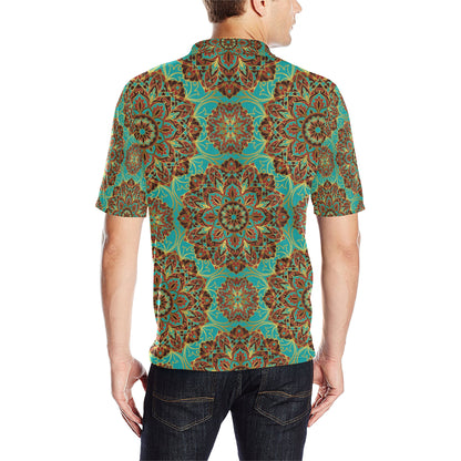 Medallion Pattern Print Design 02 Men Polo Shirt