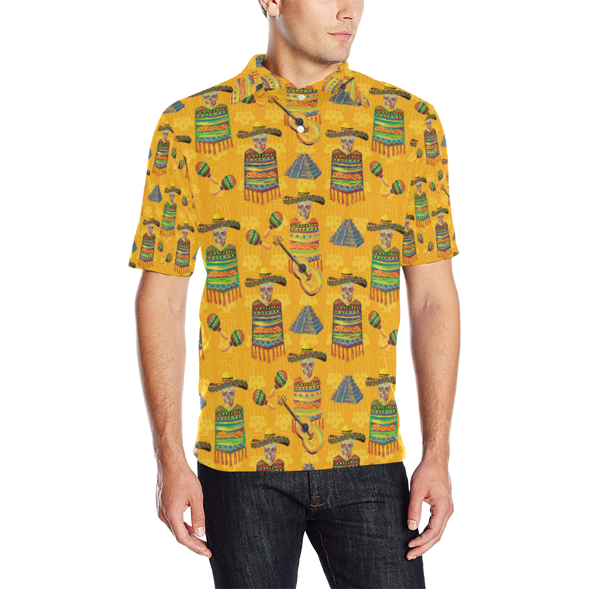Maracas Mexican Style Pattern Print Design 02 Men Polo Shirt