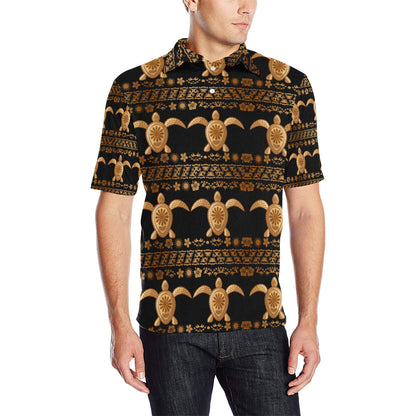 Tribal Sea turtle Polynesian Hawaiian Men Polo Shirt