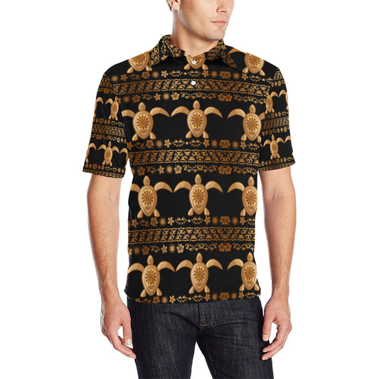 Tribal Sea turtle Polynesian Hawaiian Men Polo Shirt