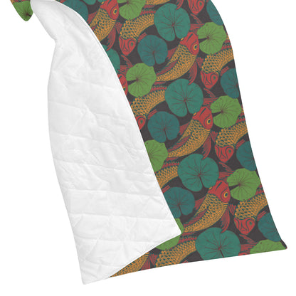 KOI Fish Pattern Print Design 01 Premium Quilt
