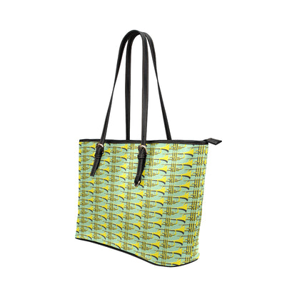 Trumpet Vintage Design Print Leather Tote Bag