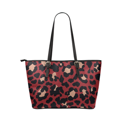 Cheetah Red Print Pattern Leather Tote Bag