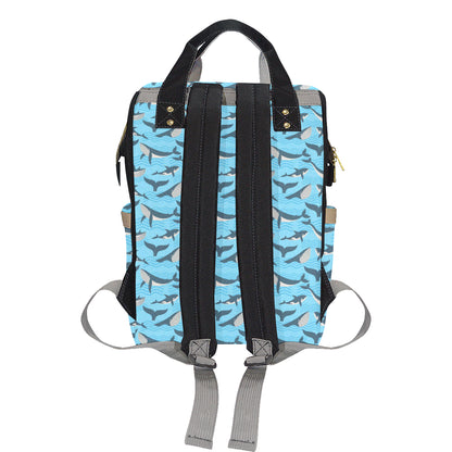 Whale Pattern Design Themed Print Diaper Bag Backpack