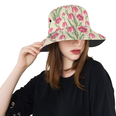 Tulip Pink Pattern Print Design TP06 Unisex Bucket Hat